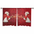 thumbnail image 2 of Merry Christmas Sheer Curtains 45 Inches Long, Xmas Bells Poinsettia Winter Holiday Light Filtering Window Curtains for Living Room/Bedroom, Rod Pocket Voile Sheer Curtain Drapes, 52"Wx45"L, 2 Panels, 2 of 9