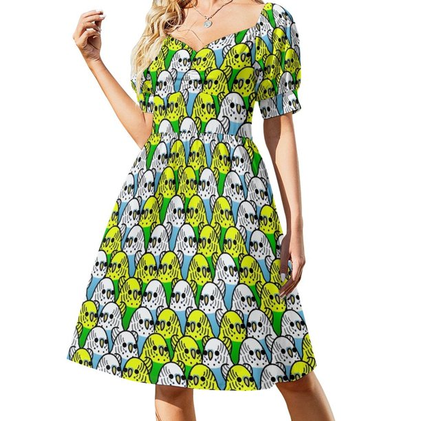 ¡Demasiadas s! - Vestido de manga corta de Budgie Squad 1, vestido de verano para uso diario, falda de verano, vestidos de noche para mujer, vestido