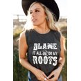 thumbnail image 3 of ABPHQTO Camiseta de manga corta con estampado gráfico Blame It All On My Roots gris para mujer, 3 of 5