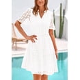 thumbnail image 3 of Vestido PRETTYGARDEN de manga corta con cuello en V para mujer, blanco, 3 of 9