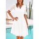 thumbnail image 3 of Vestido PRETTYGARDEN para mujer, manga corta, cuello en V, ojales, blanco, 3 of 9