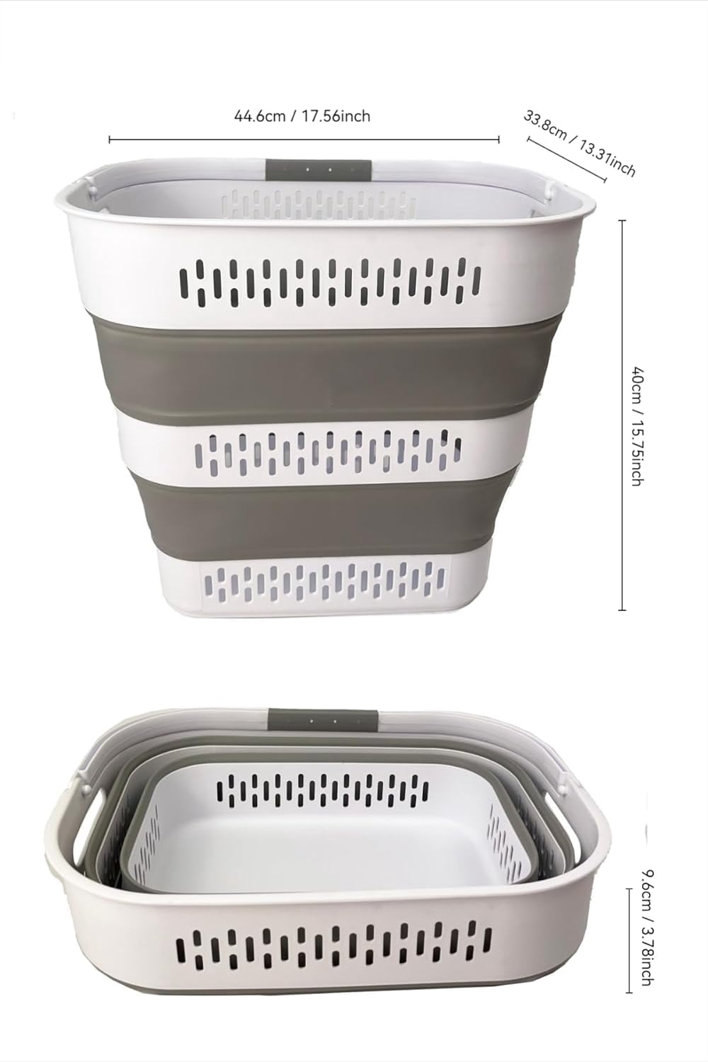 SAMMART 38L(10 Gal) Collapsible Laundry Basket - Foldable Pop-Up Storage Container/Organizer-Portable Space Saving Hamper, Measure 17.5x13.3x15.7/3.8" Expanded/Collapsed