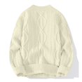 thumbnail image 4 of FYDUU Men's Crewneck Sweater Mens Crew Neck Sweater Cable Knit Pullover Top Long Sleeve Warm Sweaters Trend Casual Business Knitwear Trendy Soft Knitwear, 4 of 4