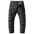 thumbnail image 2 of UVEASISHA Mens Ripstop Cargo Pants Relaxed Fit Casual Work Pants Multi Pockets Straight Leg Hiking Pants Solid Color Vintage Trousers Black XL, 2 of 3