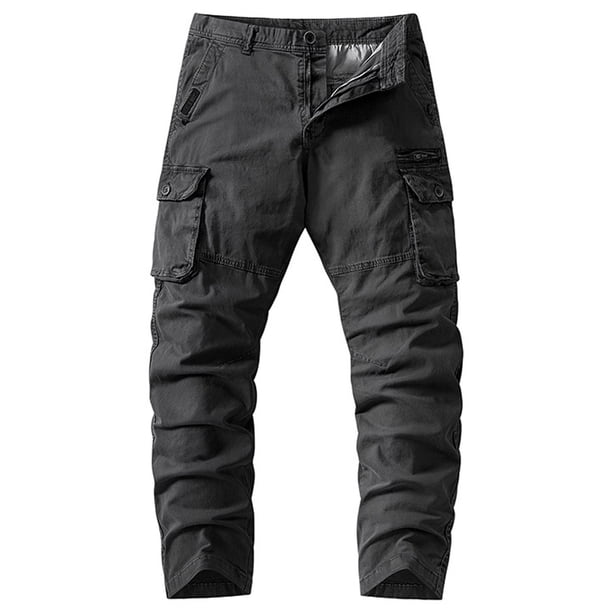 Pantalones largos para hombre, moda informal, cómodos, sólidos, con bolsillos, con cordón ajustable, pantalones regulares de poliéster para hombre.