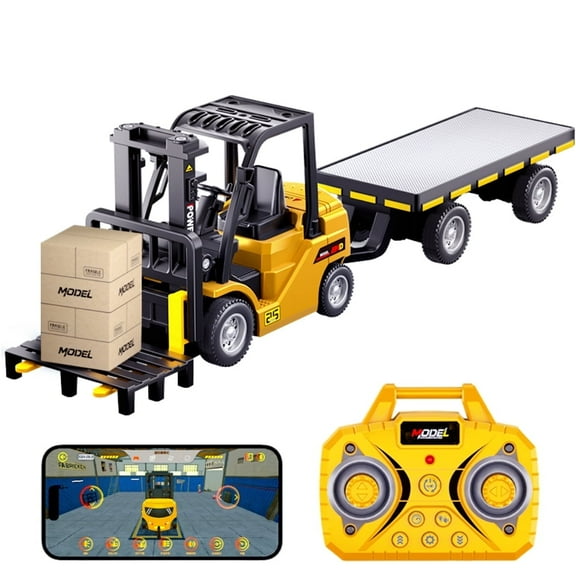 Remote Control Excavator Toy, Rechargable RC Truck Excavator Construction Vehicle , Excavator Machine Model Toy Gift with Lights and Sounds for Kids