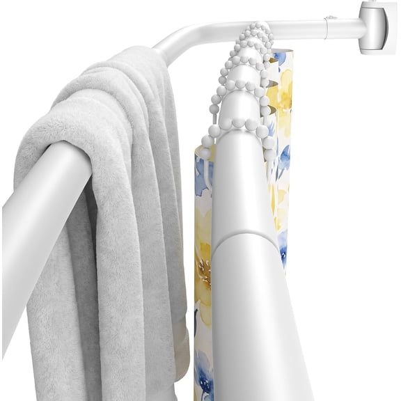 Double Curved Shower Curtain Rod 37-78 Inches Matte White Stainless Steel