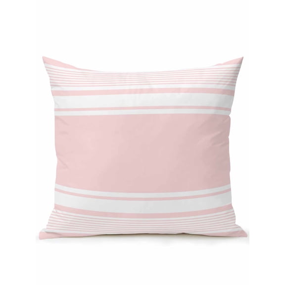 1 Pack Outdoor Throw Pillow, Farmhouse Pink Waterproof Pillow with Insert Included, Farmhouse Pink Line Striped Decorative Accent Cushion Sofa Pillows for Patio Porch, 18 x 18 In