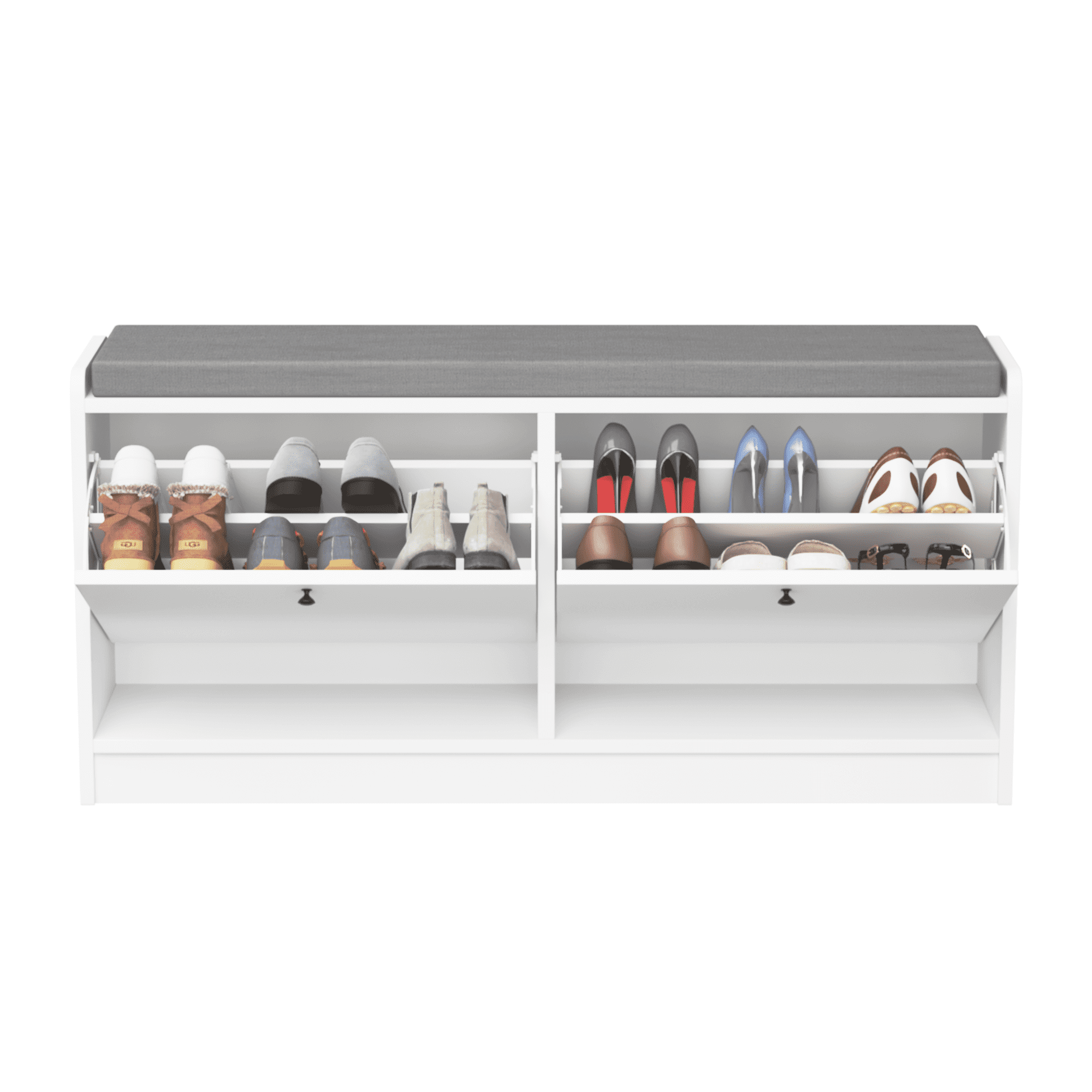 Yoneston Shoe Rack Bench with Cushion, Shoe Cabinet Storage Bench for Entrance, Hallway, Living Room, Bedroom,White