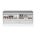 thumbnail image 6 of 39" Shoe Storage Bench, Wood Entryway Bench with Seat Cushion, 2 Flip Drawers, Adjustable Shelves, Shoe Organizer Cabinet for Hallway, Living Room, 6 of 9