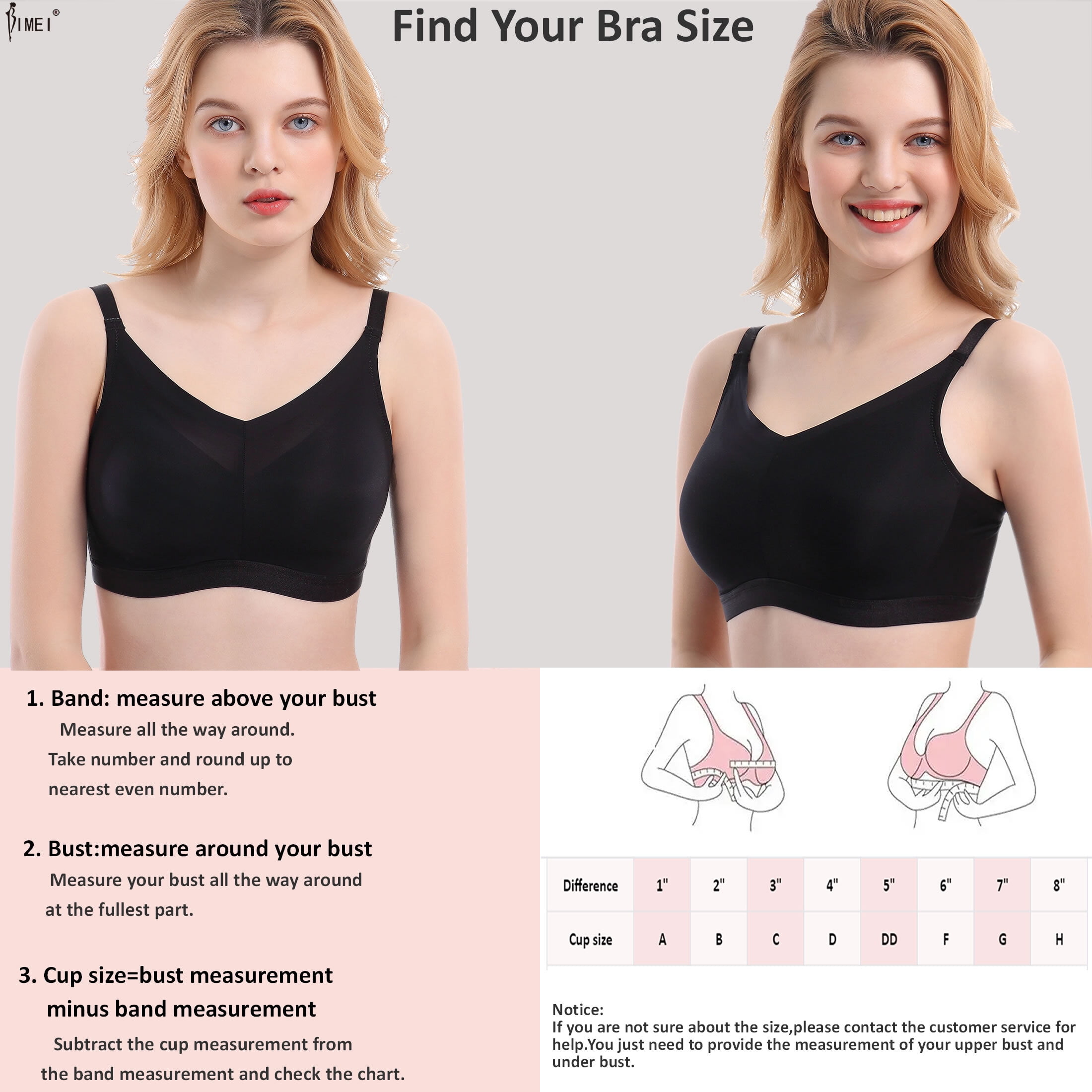BIMEI Mastectomy Bra with Pockets for Breast Prosthesis Women's Full Coverage Wirefree Everyday Bra 9988,Black, 40A