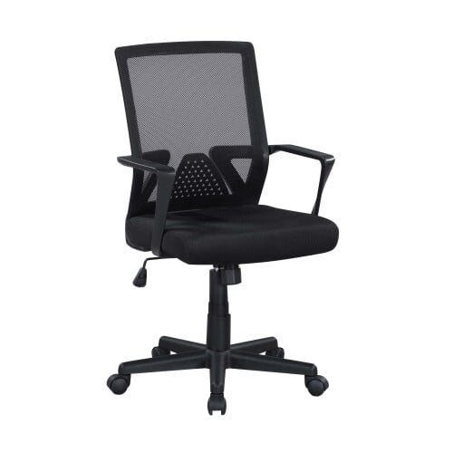 Ergonomic Black Mesh Office Chair with Adjustable Lumbar Support, Tall Swivel Rolling Computer Desk Chair for Home Work & Study