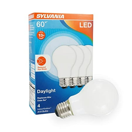 

Sylvania Reduced Eye Strain A19 LED Light Bulb 60W = 8W 13 Year Dimmable Frosted 5000K Daylight - 4 Pk