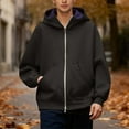 thumbnail image 2 of Wuxian Men'S Hoodie Sweatshirt Casual Fall Jacket Oversized Zipper Up Solid Color Long Sleeve Cardigan Top With Big Pockets Daily Wear,Black,M, 2 of 5