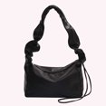 thumbnail image 3 of Bolsos Hombro para Mujer Bolsos para Axilas Sólidos Con Cordón Plisado Cuero PU (negro), 3 of 9