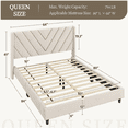 thumbnail image 7 of Renwick Queen Size Modern Upholstered Platform Bed with Slat Support, Beige, 7 of 7