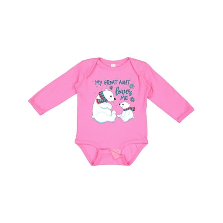 

Inktastic My Great Aunt Loves Me- Cute Polar Bears Gift Baby Boy or Baby Girl Long Sleeve Bodysuit