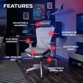thumbnail image 7 of RESPAWN SPIRE Ergonomic Office Chair with Lumbar Support, Headrest, Adjustable Arms and Cooling Gel Seat Cushion, Comfy Breathable Mesh Seat for Home Office, High Back Reclining Gaming Chair - White, 7 of 7