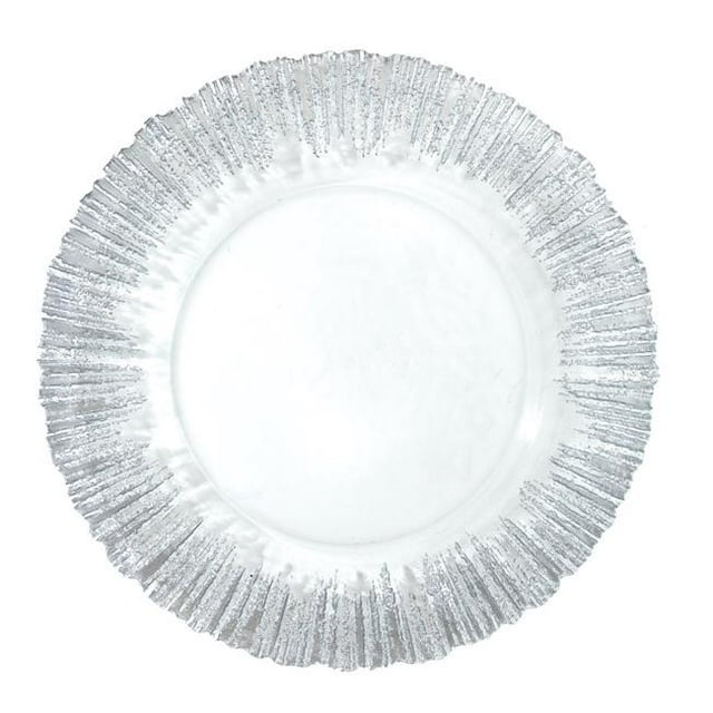 Plaque de Charge 13 Po. Sunburst, Argent & Transparent - Ensemble de 4