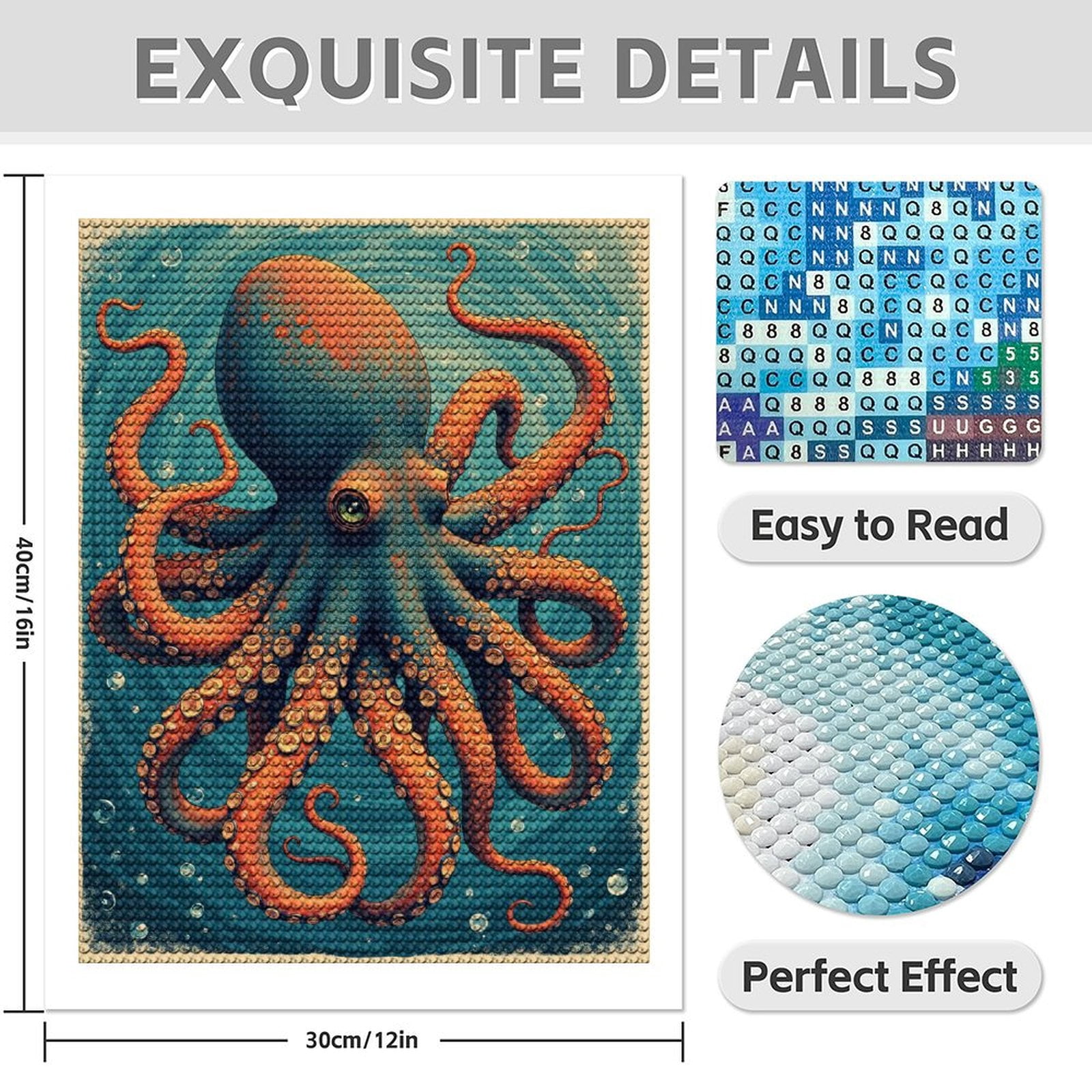 Diamond Art Kits for Adults - 5d Colorful Ocean Octopus Illustration Diamond Painting for Adults, Diamond Art for Adults Beginners, Diamond Painting Kits for Adults for Home Wall Decor