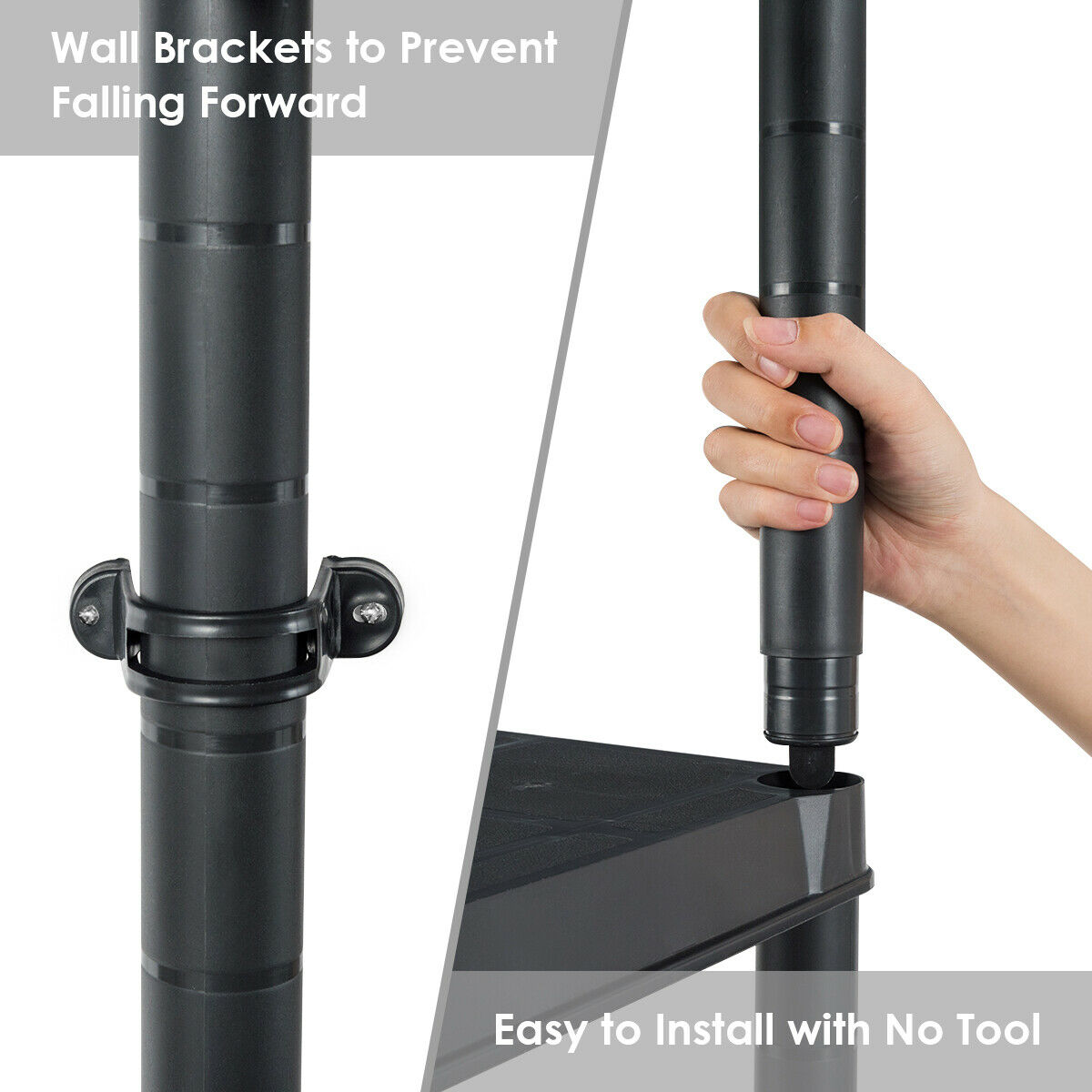 Gymax 18"W x 36"D x 73"H 5-Shelf Garage Shelves, Black