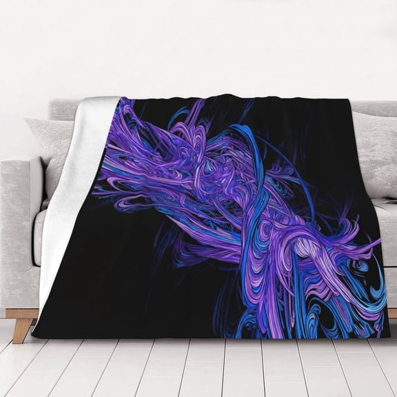 Throw Blanket Black Purple Abstract Soft Cozy Fleece Flannel Blanket Home Decor for Couch Sofa Bed 80"x60"