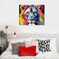 thumbnail image 5 of JEUXUS  abstract Colorful painting Lion Picture Canvas print Wall art Modern decor design Animal Paintings Artwork for office dorm Home Living Room Decor,  Stretched and Framed 16x12in, 5 of 6