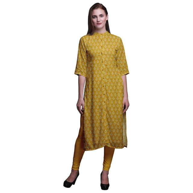 Bimba Kurta Longue Droite pour Femmes Coupe Régulière Tunique Kurti Décontractée Moyen