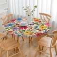 thumbnail image 3 of Pioneer Flower Floral Print Pattern Round Fitted Tablecloth with Elastic Edge,Dining Table Cover Waterproof,Outdoor Round Tablecloth for Camping,Dining,Indoor and Outdoor, 3 of 7