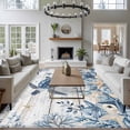 thumbnail image 4 of Ocean Turtles Washable Living Room Rugs 5'x7', Blue Yellow Sea Star Shell Coral White Wood Grain Low Pile Throw Large Area Rugs Non-Slip Sturdy Edge Binding Carpet for Dining Room Bedside Kitchen, 4 of 9