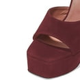 thumbnail image 4 of YDN Women Classic Block Platform High Heels Pumps Square Open Toe Slip On Dressy Wedding Slide Party Dressy Mules Shoes Size 10.5 Dark Red, 4 of 4