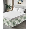 thumbnail image 4 of Green Floral Bed Skirt Vintage Flowers Bed Skirts King Size 18 Inch Drop, Wrap Around Dust Ruffle&nbsp;Bedskirt with Adjustable Elastic Belt for Queen Size Beds, 4 of 7