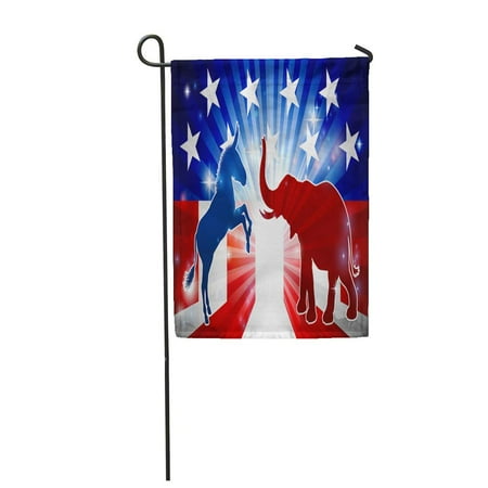 Elephant American Flag - LADDKE Elephant and Donkey in Silhouette Facing Off American Flag Garden Flag Decorative Flag House Banner 12x18 inch