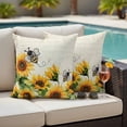 thumbnail image 5 of Sunflower Pillow Covers 2 Pack Farmhouse Yellow Floral with Bee Retro Beige Background Pillowcase Waterproof Outdoor Throw Pillow Cover for Patio Garden Square Cushion 20”x20”, 5 of 9