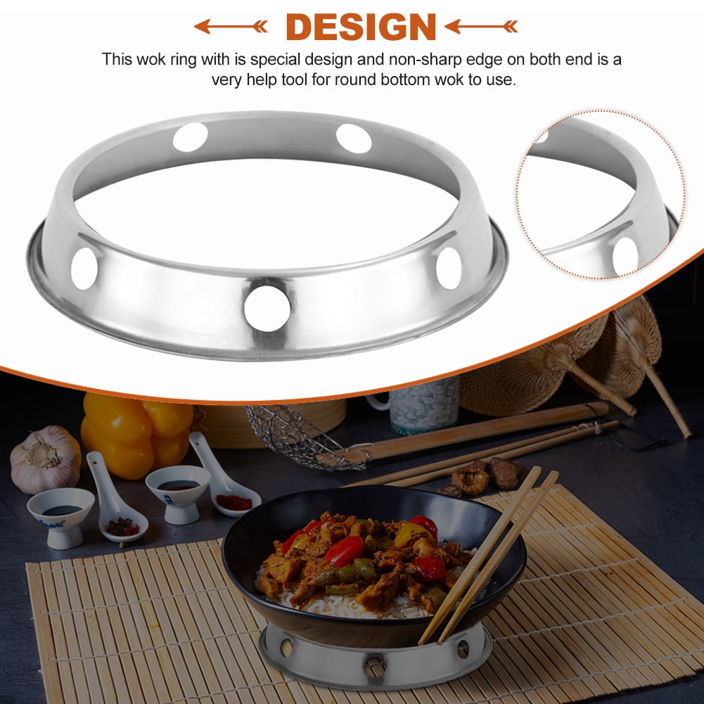 Durable 8 1/4" Plated Stationary Steel Wok Ring for Steaming and Stir Fry 