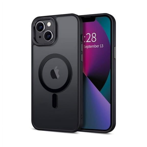 FU2142 Case for iPhone 13 Case Magnetic Translucent Matte Phone Cases 6.1" [Compatible with MagSafe] Thin Slim Fit Shockproof Bumper Hard Protective Cover for Women Men Girls, Frosted Black