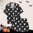 thumbnail image 5 of Hpapadks Halloween Womens Pajama Set Satin Silk Pumpkin Graphic Short Sleeve Sleepwear 2 Piece Button Down Top and Shorts Women Pjs Black, 5 of 7