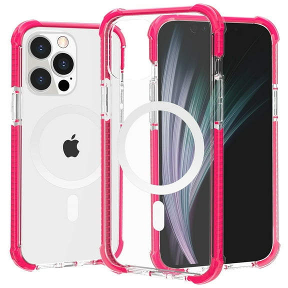 MagSafe Compatible Transparent Protective Bumper Case for iPhone 13 Pro Max - Hot Pink