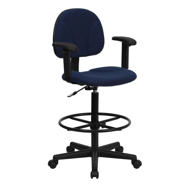 Scranton & Co Patterned Ergonomic Drafting Chair with Arms in Blue
