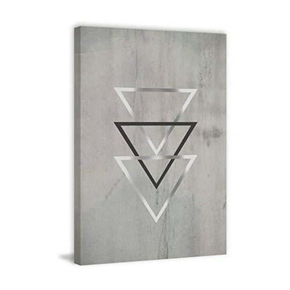 Marmont Hill Silver Triangles Painting Print on Wrapped Canvas