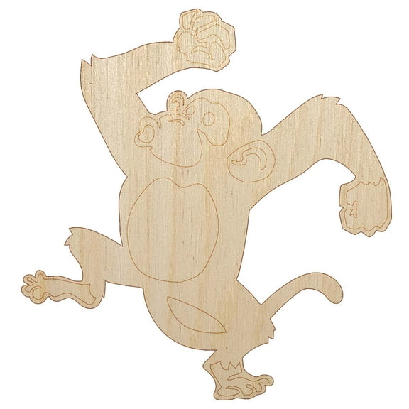 Fun Dancing Monkey Wood Shape Unfinished Piece Cutout Craft DIY Projects - 4.70 Inch Size - 1/8 Inch Thick