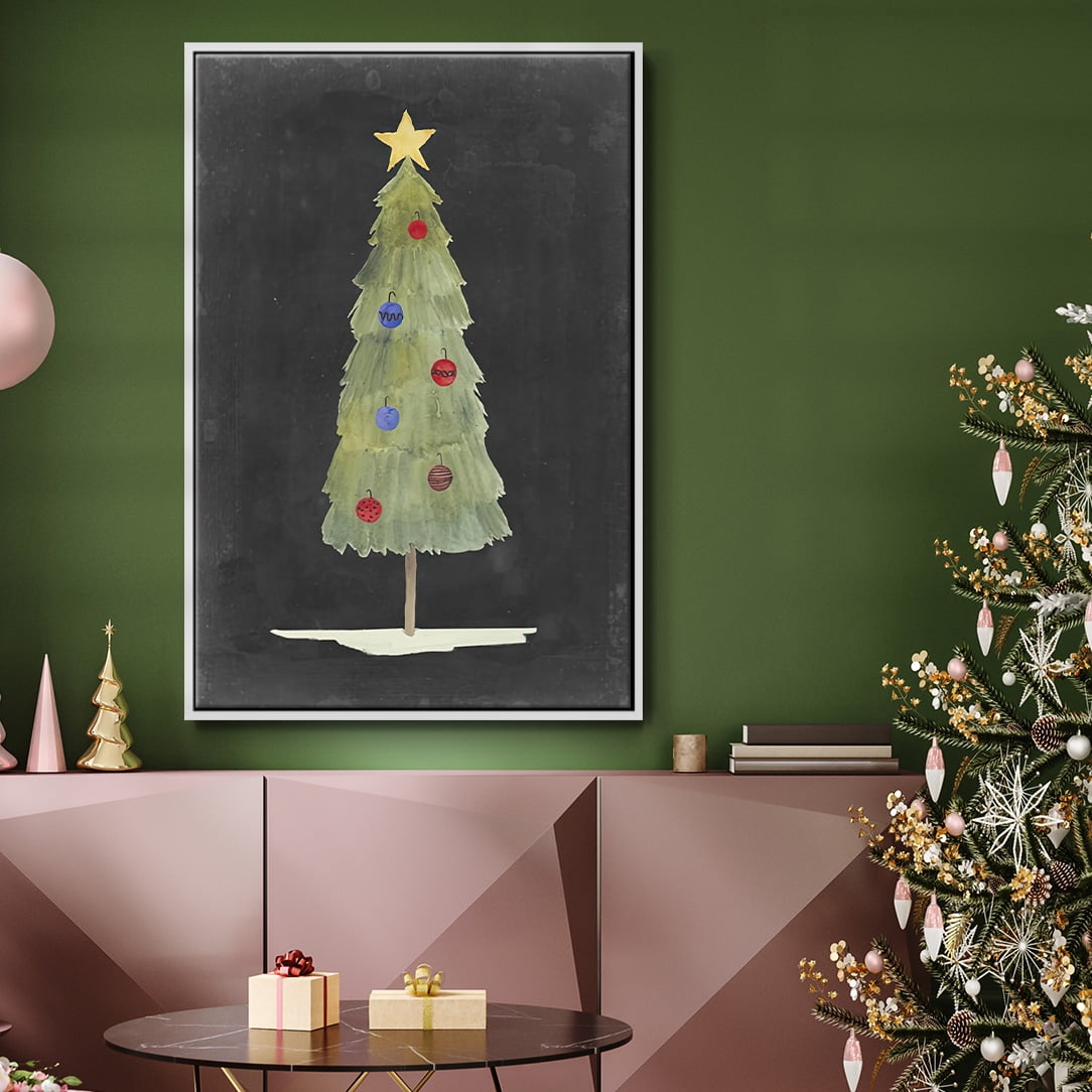 Christmas Glow II - Framed Gallery Wrapped Holiday Canvas - 27 x 41 - White Frame