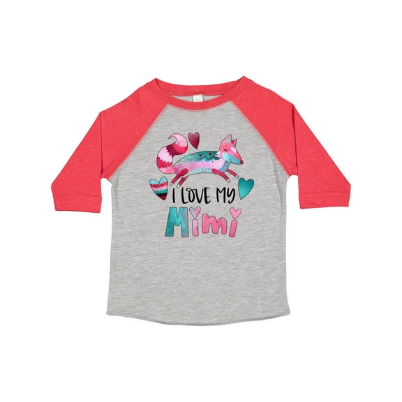 Inktastic I Love My Mimi Pink and Blue Fox with Hearts Boys or Girls Toddler T-Shirt