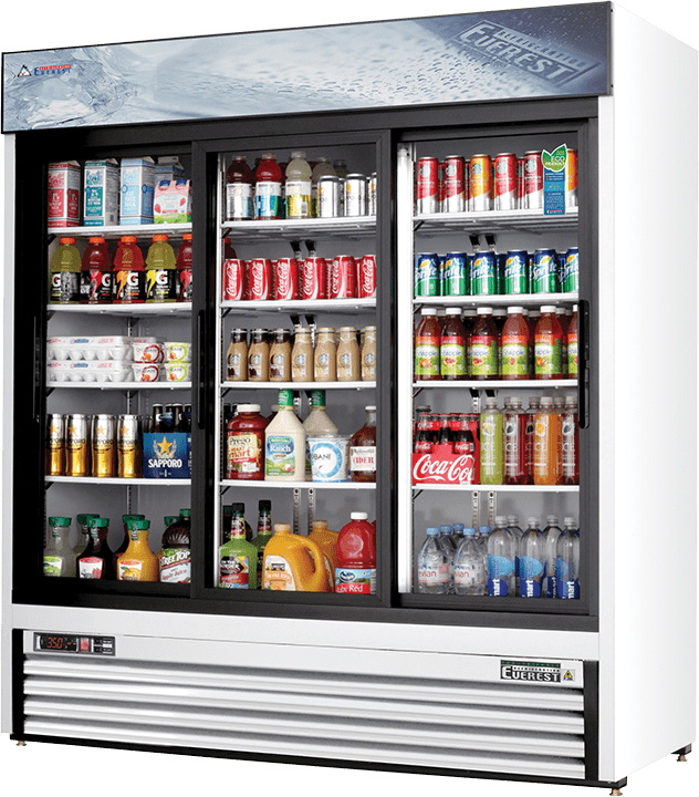Everest Refrigeration EMGR69 Merchandising Refrigerator 3 Glass Doors, 115v, NSF - 69 cu. ft.