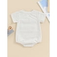 thumbnail image 3 of FEORJGP 4th of July Infant Baby Summer Clothes 3M 6M 12M 18M Newborn Girls Boys Crew Neck Rompers Short Sleeve Jumpsuits Fuzzy Letter Embroidery Bodyssual Simply T-shirt for Independence Day, 3 of 7