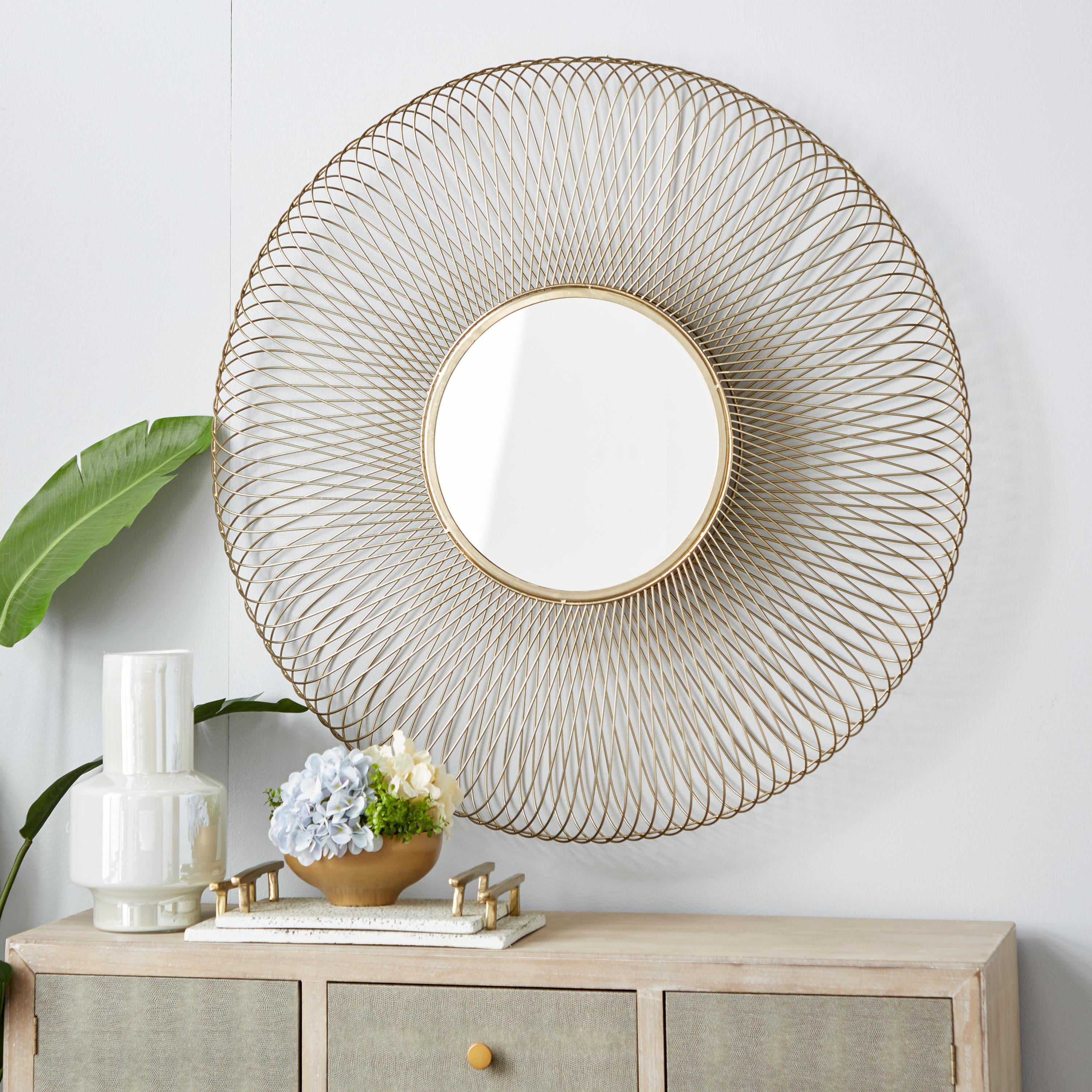 DecMode 40" x 40" Gold Starburst Wall Mirror