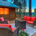 thumbnail image 4 of Outdoor Gas Fire Pit, SYNGAR 43.3 inch 50,000 BTU Auto-Ignition Propane Fire Pit Table with Glass Wind Guard, Blue Rocks and Lid, 2-in-1 Fire Pit Table for Patio, Garden, Backyard, Poolside, D4622, 4 of 11
