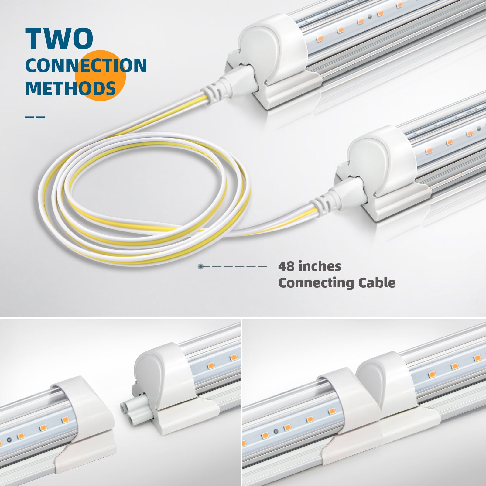 Barrina LED Shop Light 2FT, 20W 2500LM 3000K, Clear Cover Linkable LED Tube Lights, V Shape Integrated T8 LED Lighting, LED Ceiling Lights for Garage, Warehouse, Workshop, ETL Listed, 2 Pack