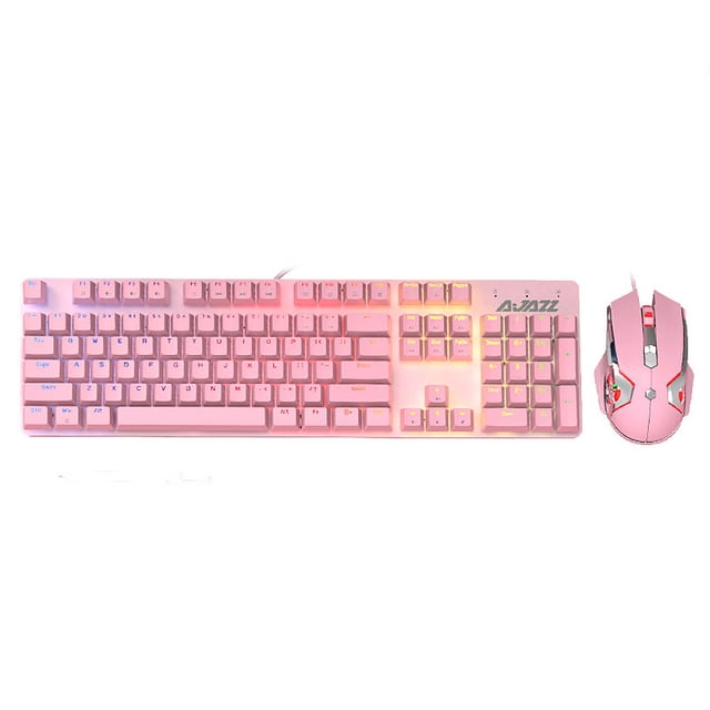 Ajazz Ajazz Watcher II Clavier et Souris Mécaniques Combo - Rose, Rétroéclairage RVB 104 Touches, Commutateur Rouge, Ensemble Filaire de Jeu et de Bureau pour Windows/Mac