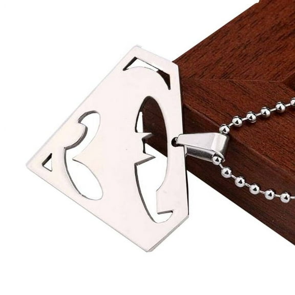 Batman Superman Stainless Steel Pendant Necklace with Bead Chain Superhero Jewelry J-249